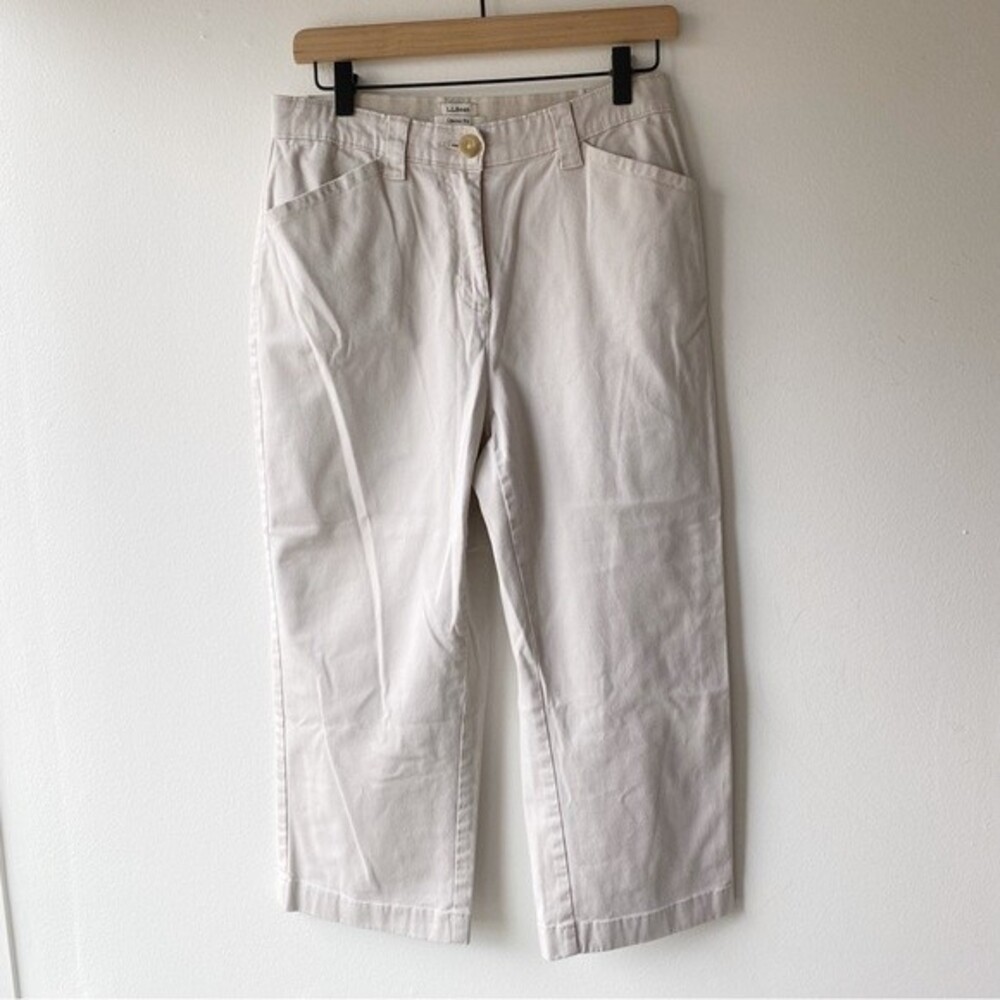 l.l. bean beige classic fit khaki cropped pant